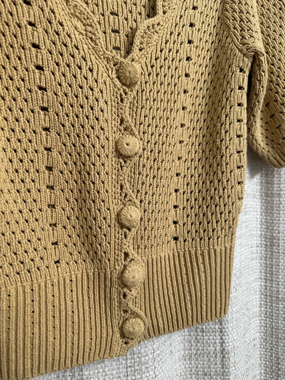 Tuckernuck Hyacinth House Short Sleeve Alice Sweater Cardigan Tan XS Cottagecore - Picture 7 of 11